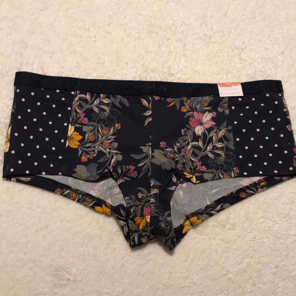 NWT Lane Bryant Cacique navy floral boyshort panties   polka dots Size 14/16